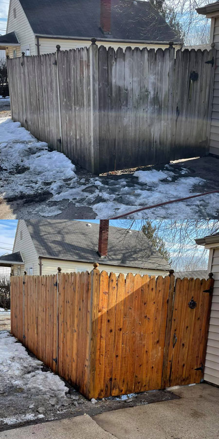 wood deck fence pressure washing
