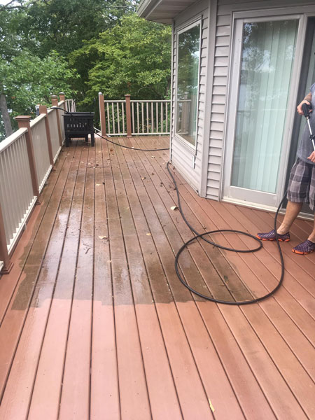 wood deck fence pressure washing